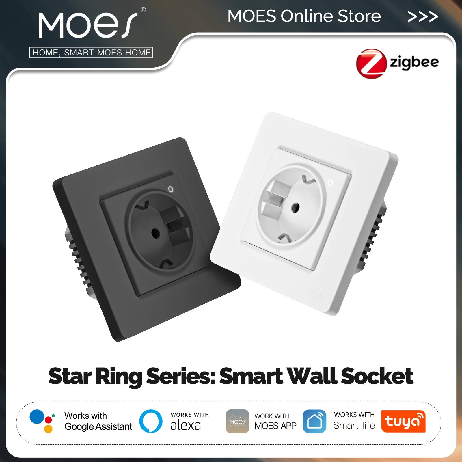 Smart Home Voice Control - MOES Tuya ZigBee Smart Socket EU