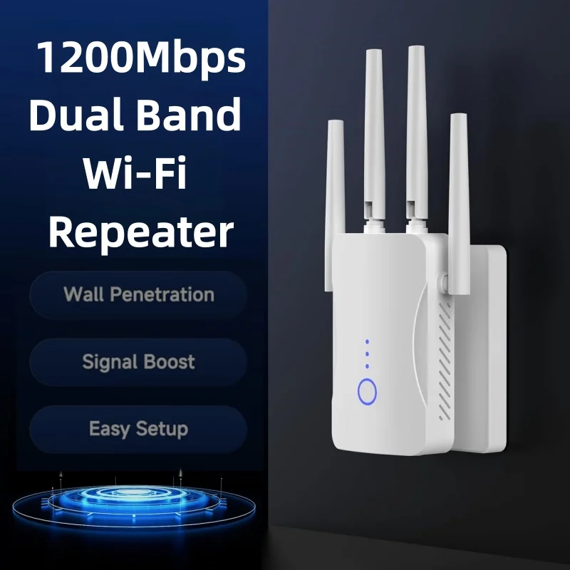 Smart Home Router - 2.4G/5GHz Dual Band WiFi Repeater 1200Mbps