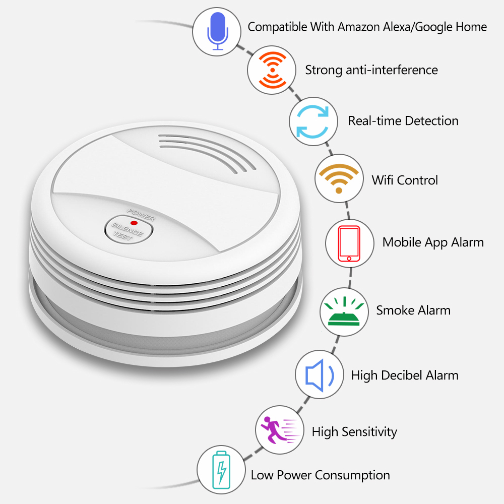 Independent 2.4G WiFi Smoke De - Smart Smoke Detector のレビューと価格