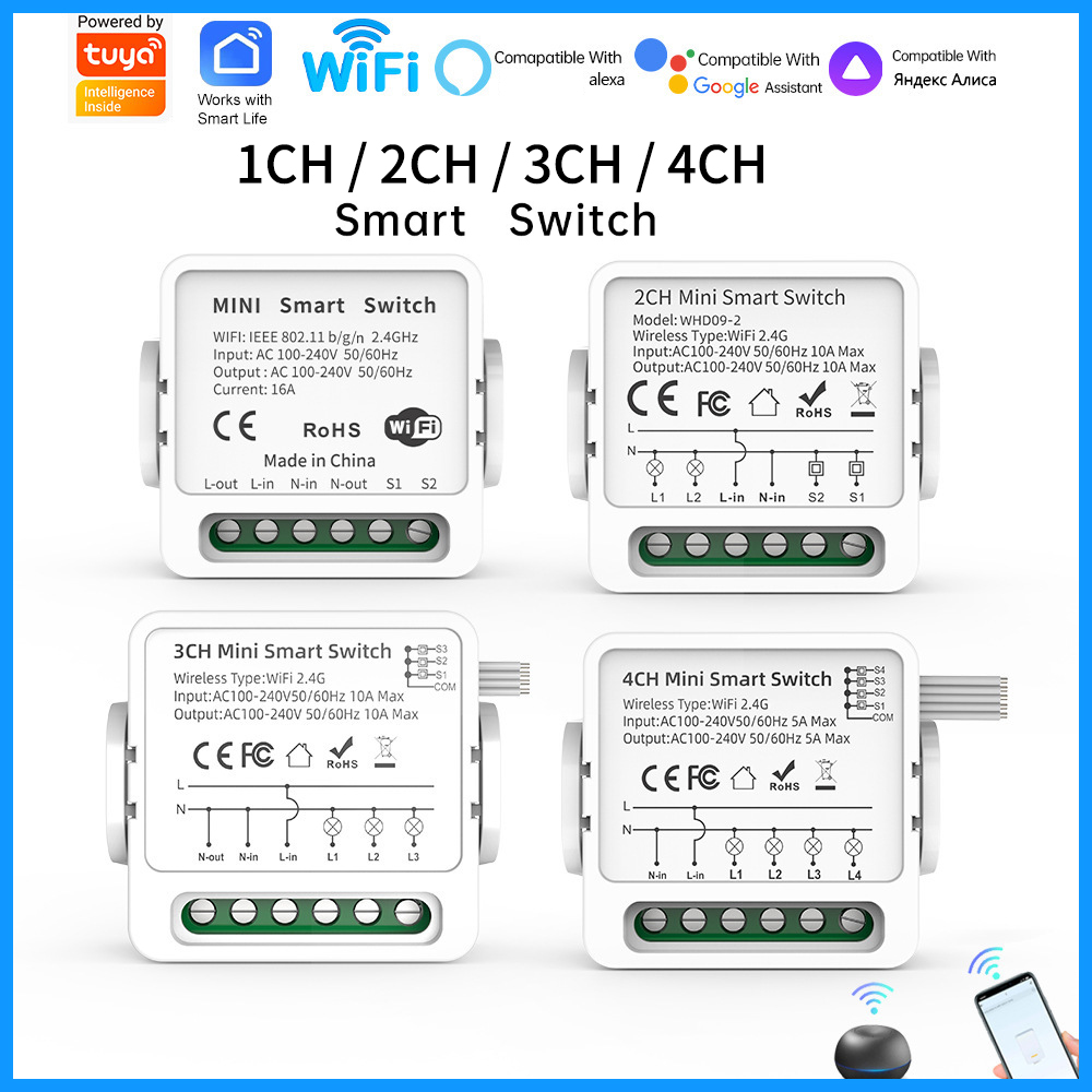 Tuya WiFi Smart Switch 1/2/3/4 - Smart Home Voice Control のレビューと価格