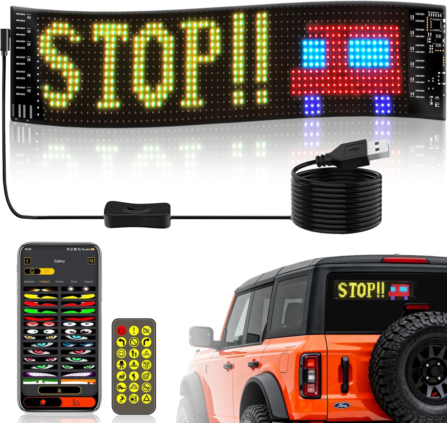 LED Car Sign Flexible LED Matr - Smart Bulb のレビューと価格