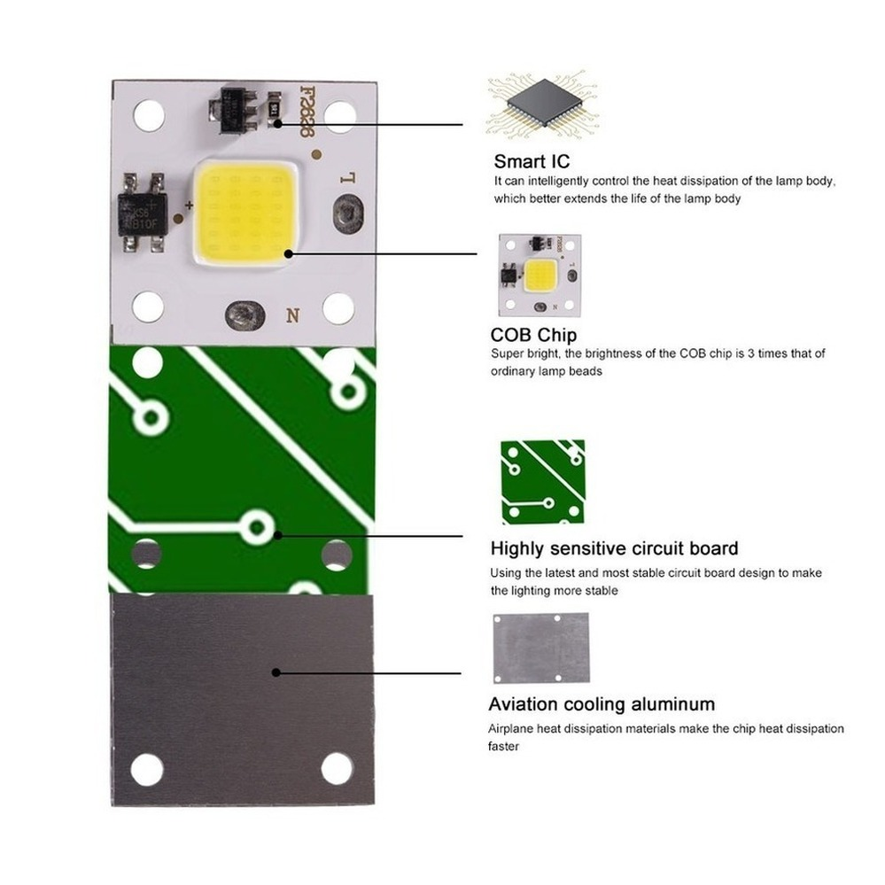 10W COB module 220V LED Chip D - Smart Bulb のレビューと価格