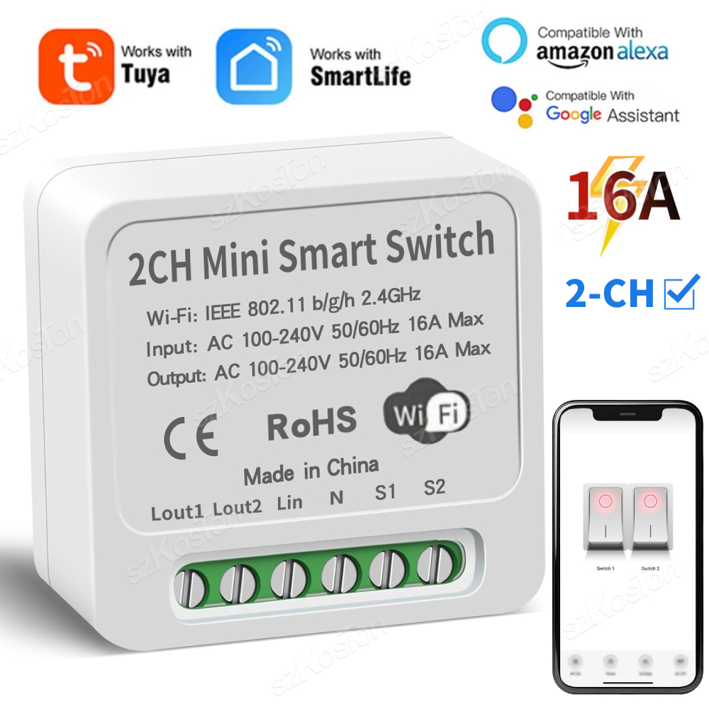 16A Tuya WiFi Smart Switch Mod - Smart Home Voice Control のレビューと価格