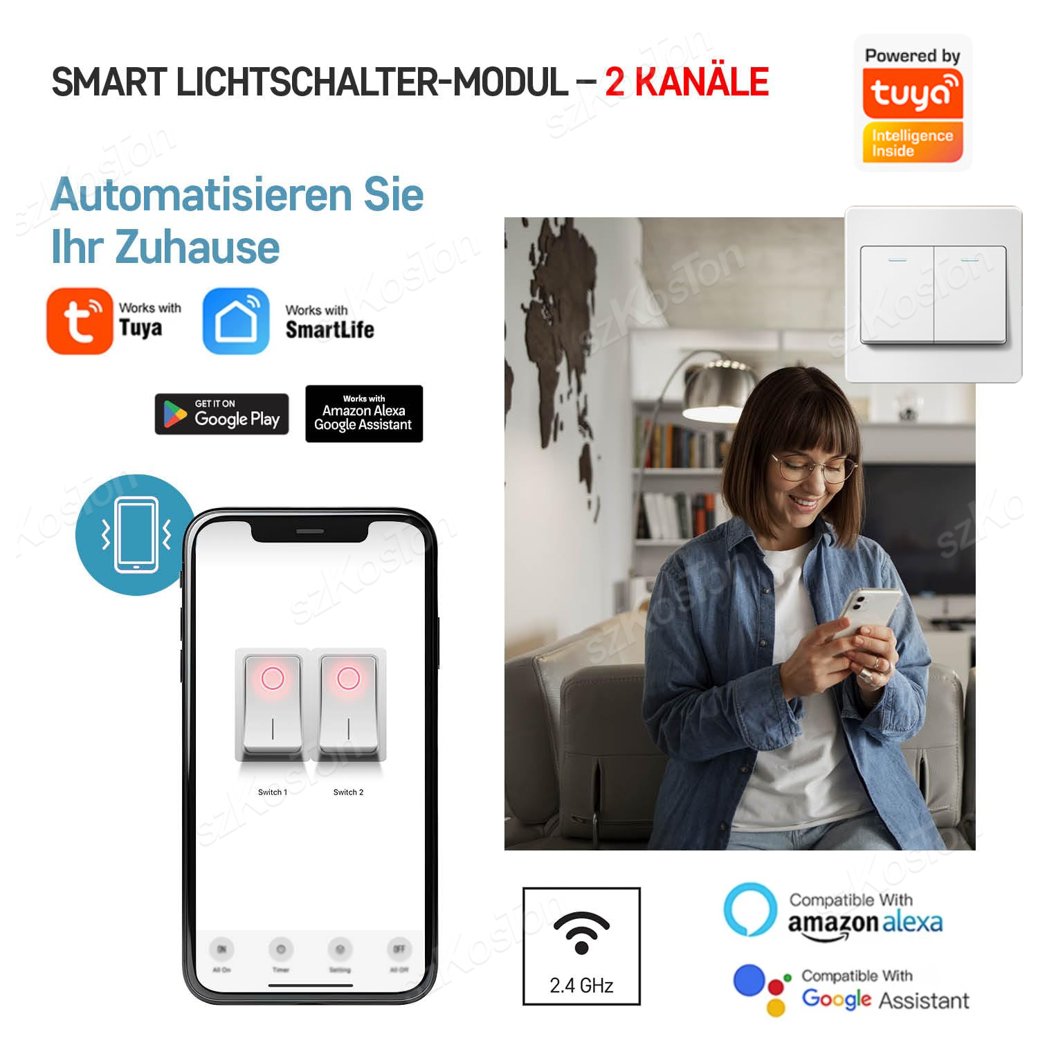 16A Tuya WiFi Smart Switch Mod - Smart Home Voice Control のレビューと価格