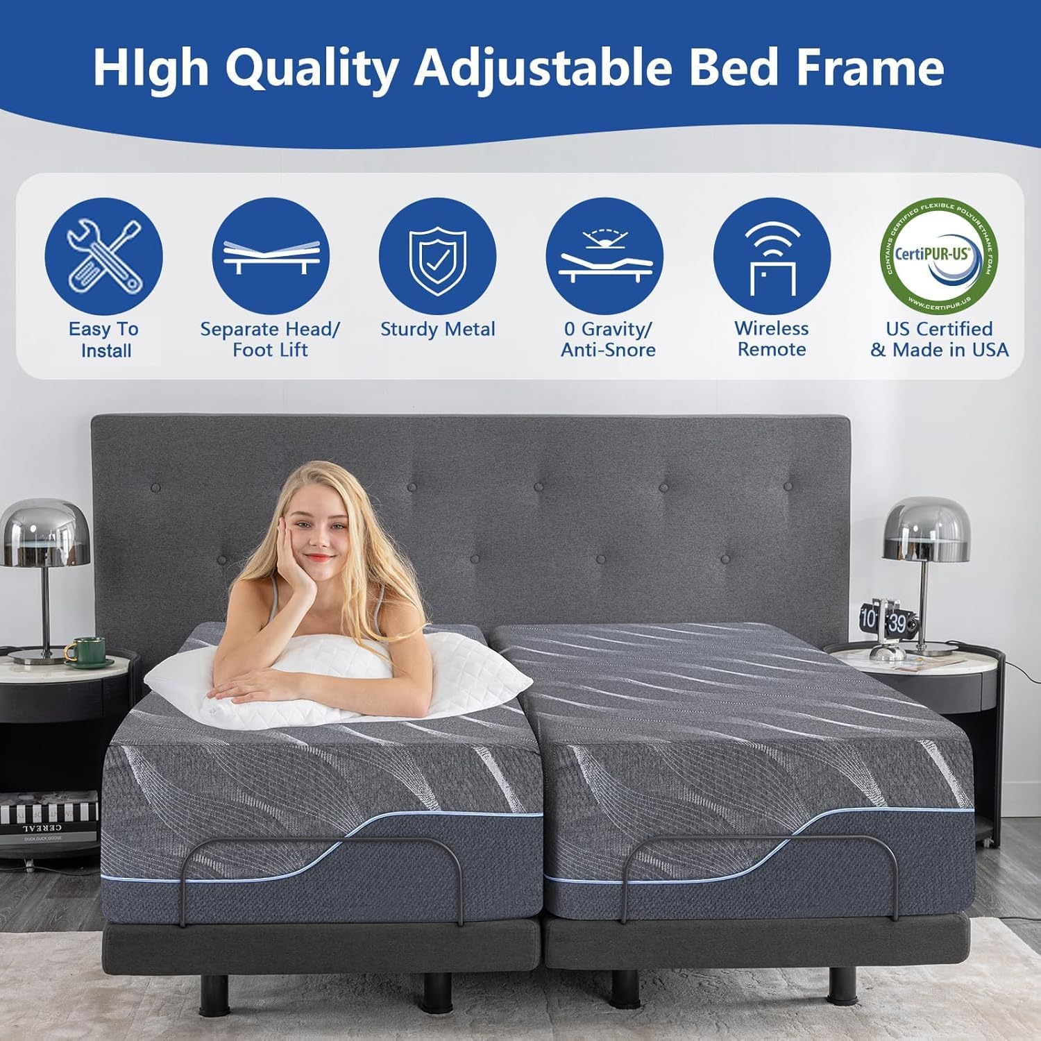Twin XL Adjustable Bed Frame w - Smart Home Xl のレビューと価格
