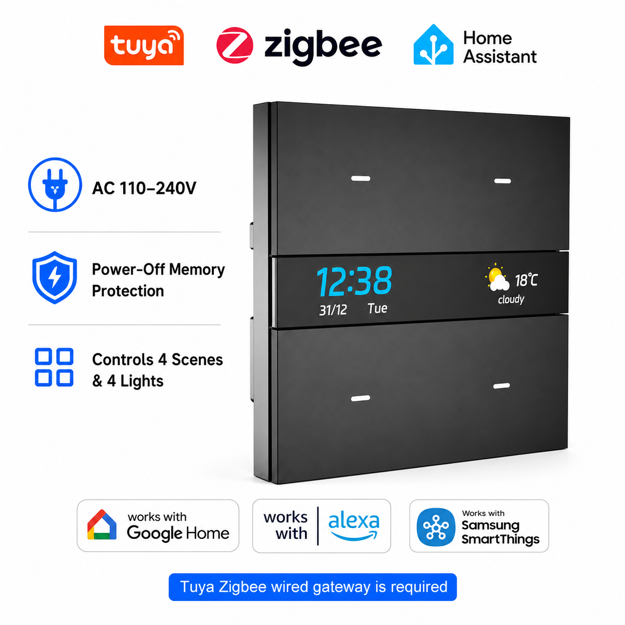 M8 pro Zigbee smart switch pan - Smart Home Voice Control のレビューと価格
